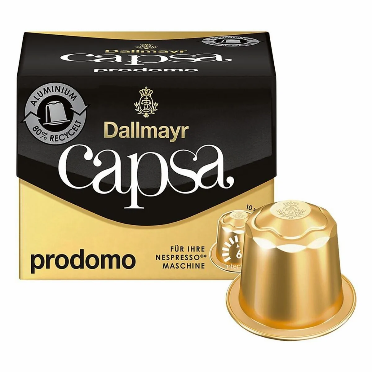 Dallmayr capsa Prodomo Kaffee, klassischer Geschmack, 10 Kapseln aus Aluminium