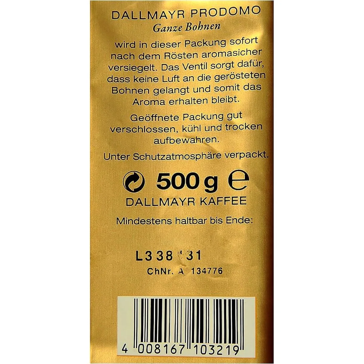 Dallmayr Prodomo Kaffee, ganze Bohnen, 500 g – 100% Arabica, Vollaromaröstung, geringer Bitterstoffanteil 3