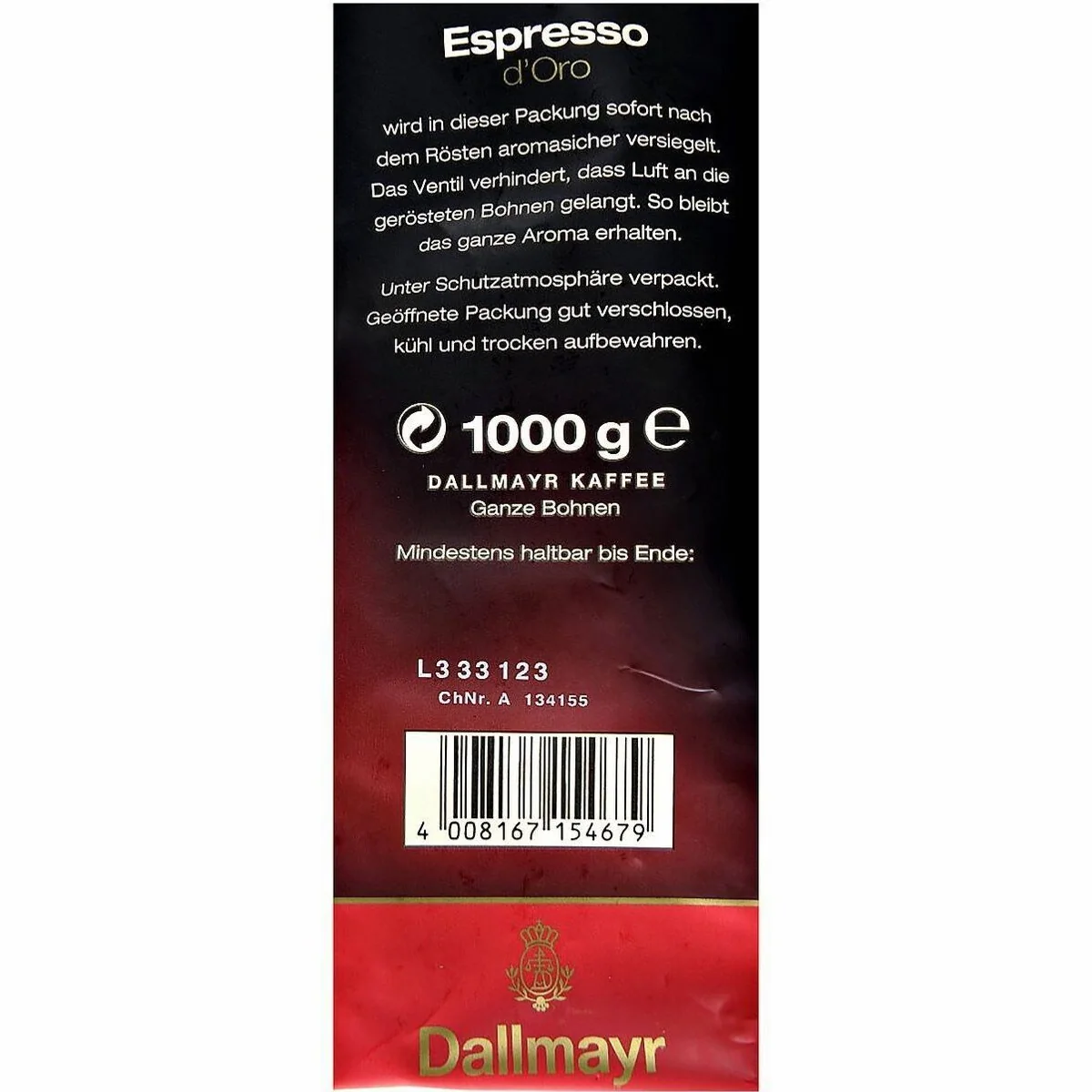 Dallmayr Espresso d'Oro, kräftig-würziger Geschmack, samtige Crema, 1 kg 2