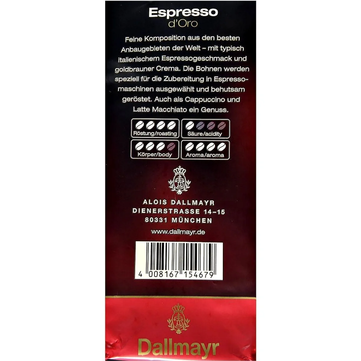 Dallmayr Espresso d'Oro, kräftig-würziger Geschmack, samtige Crema, 1 kg 3