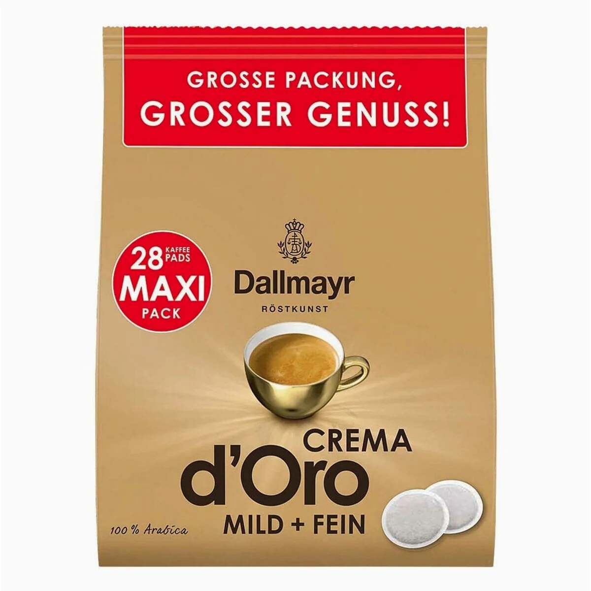 Dallmayr Kaffee Crema d'Oro mild, 28 Kaffeepads, 100% Arabica