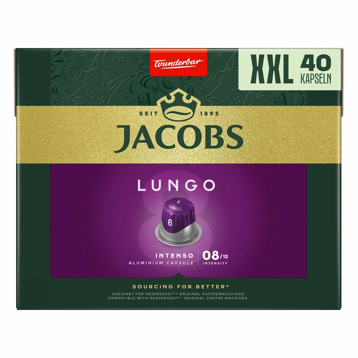 Jacobs Lungo 8 Intenso Kaffeekapseln, kräftiger Geschmack, 5 x 40 Stück 3