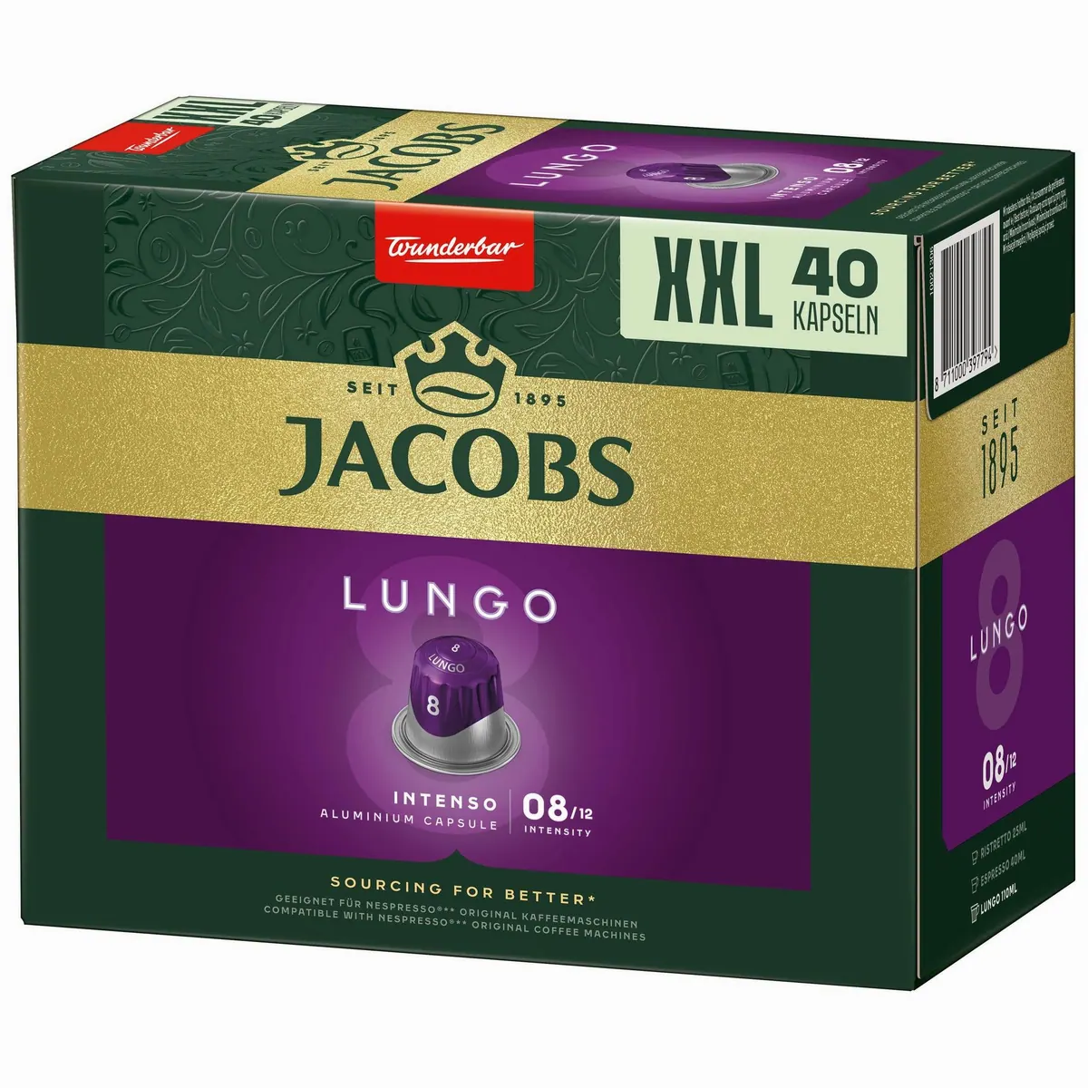 Jacobs Lungo 8 Intenso Kaffeekapseln, kräftiger Geschmack, 5 x 40 Stück 5
