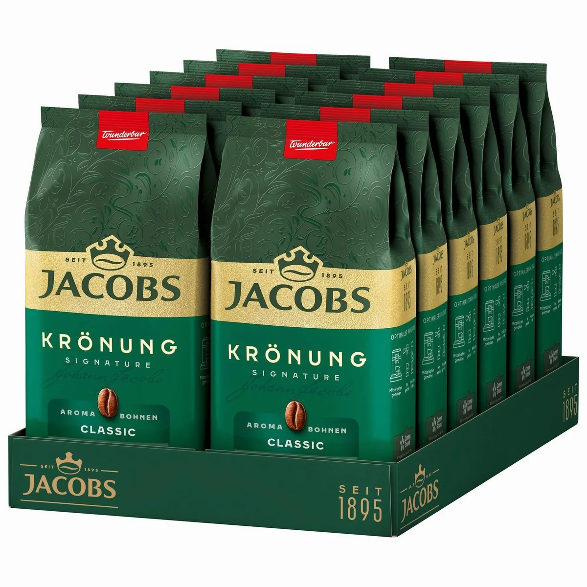 Jacobs Krönung Aroma-Bohnen Classic, vollmundiges Verwöhnaroma, 12 x 500g