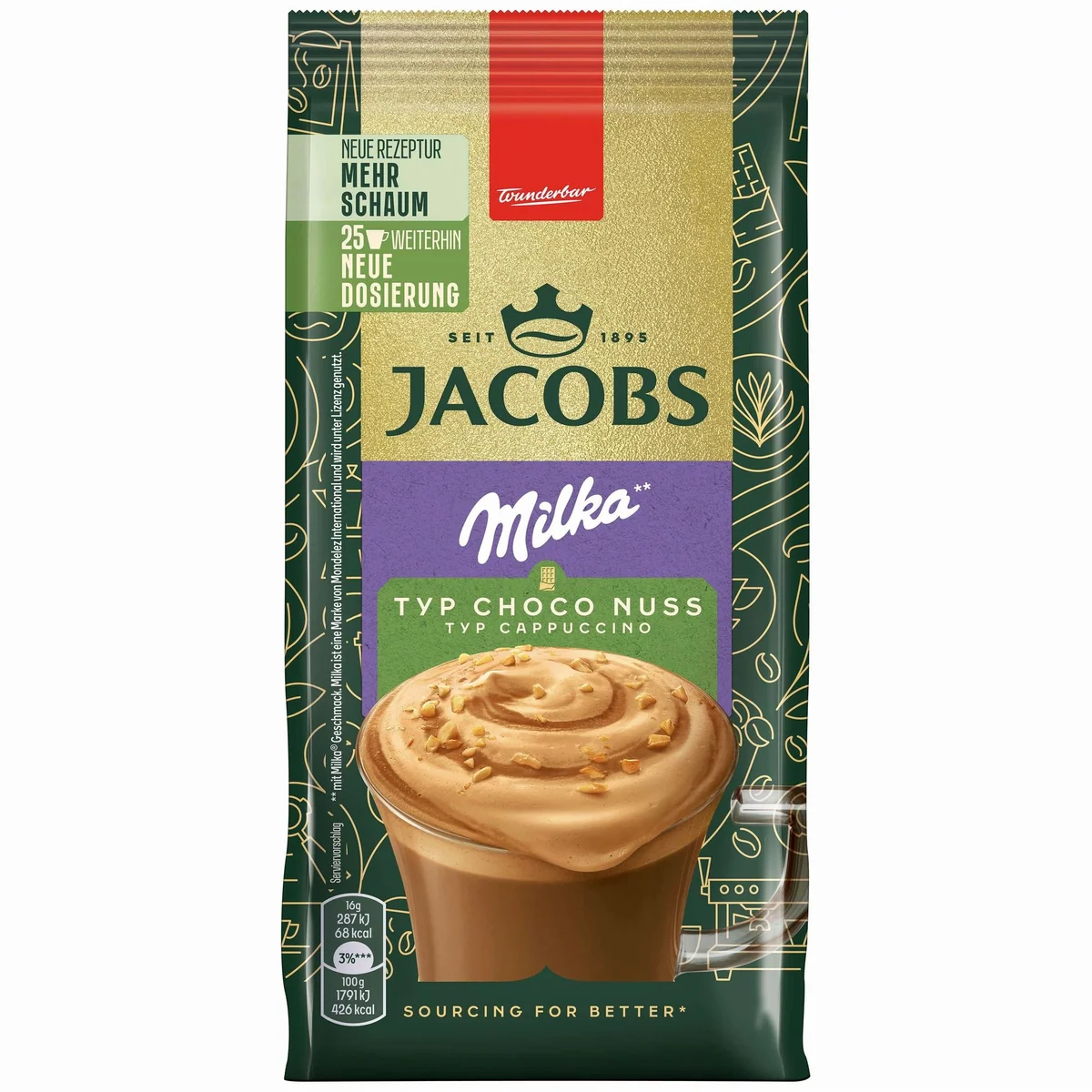 Jacobs Cappuccino Choco Nuss, aromatisiertes Getränkepulver, 12 x 400g 2
