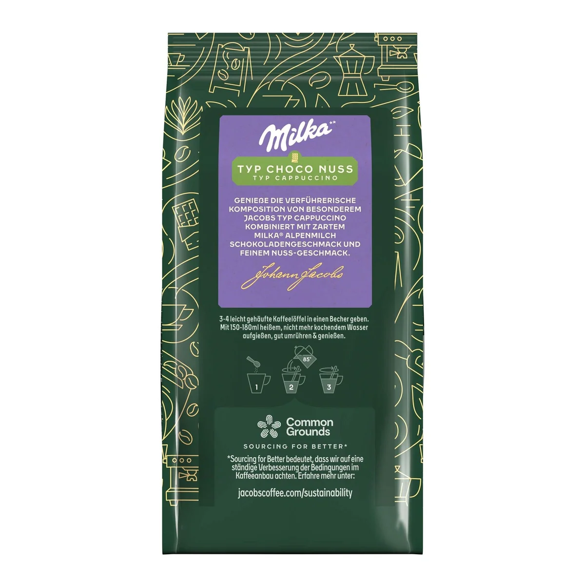 Jacobs Cappuccino Choco Nuss, aromatisiertes Getränkepulver, 12 x 400g 5