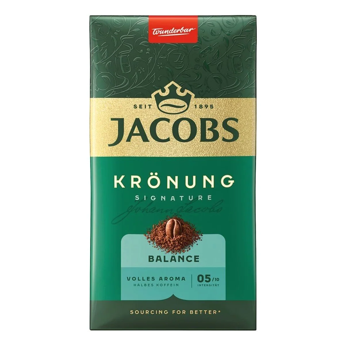 Jacobs Krönung Balance, 500 g, gemahlen, 50% entkoffeiniert