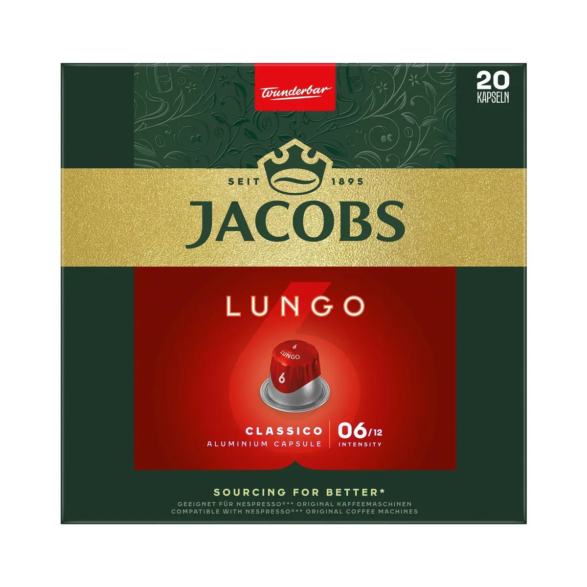Jacobs Lungo Kapseln Set, mild & intensiv — 120 Kapseln für Nespresso* 2