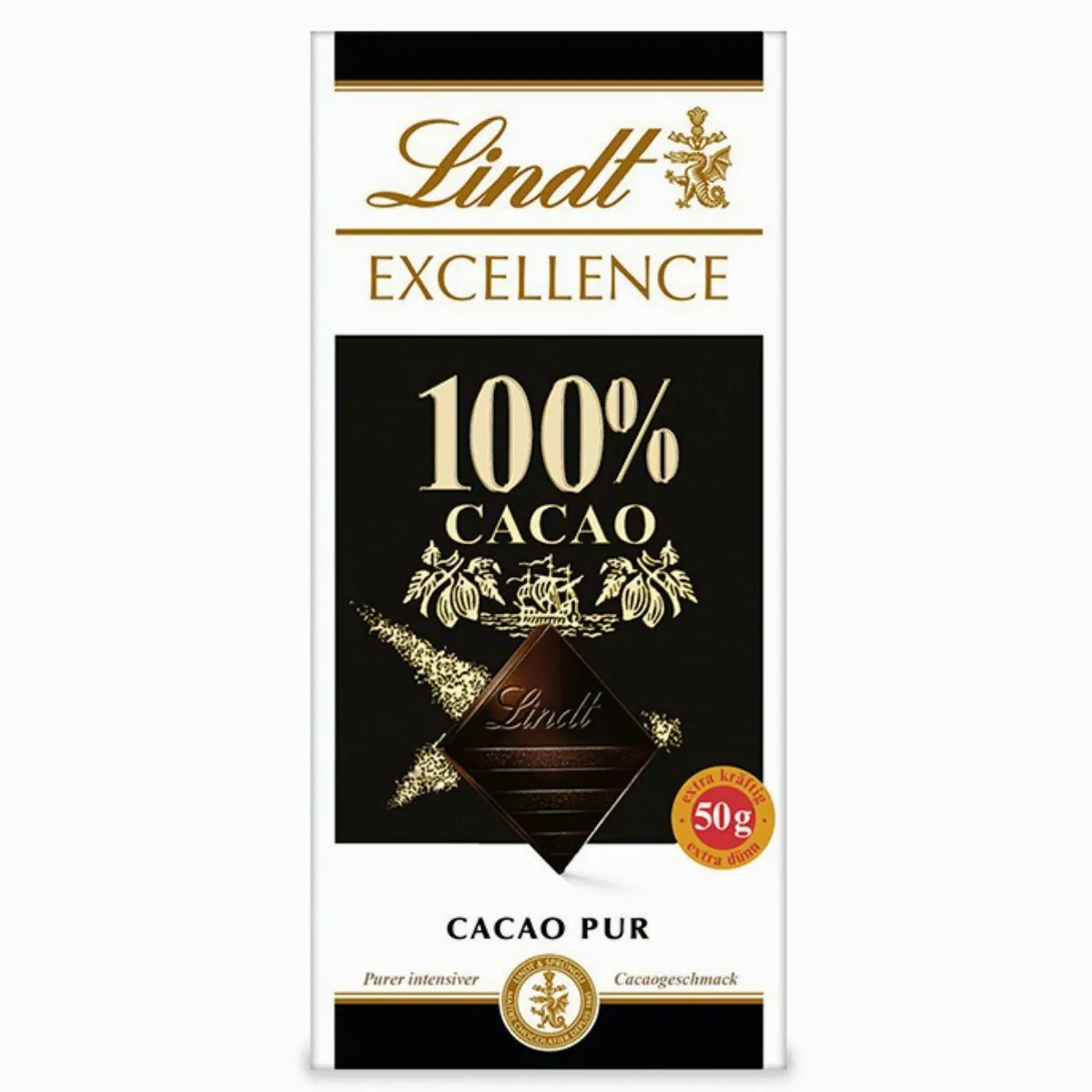 Lindt Excellence 100 Prozent Kakao Schokolade, intensiver Kakaogeschmack, extra dünn