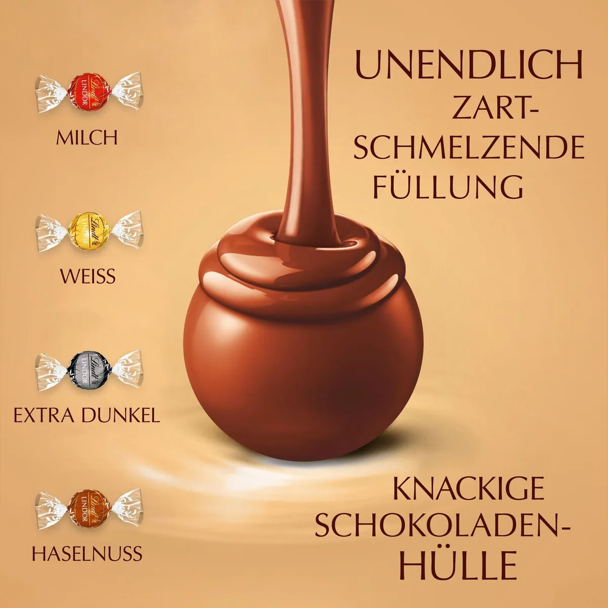 Lindt LINDOR Schokoladenkugeln 500g, zartschmelzende Füllungen, Mischung aus Milch- und Edelbitter-Schokolade 2