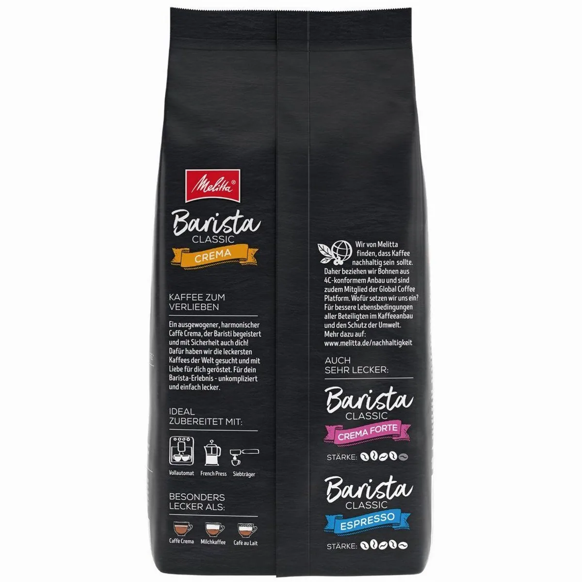 Melitta Barista Crema Classic Kaffeebohnen, harmonisch im Geschmack, 1000g 2