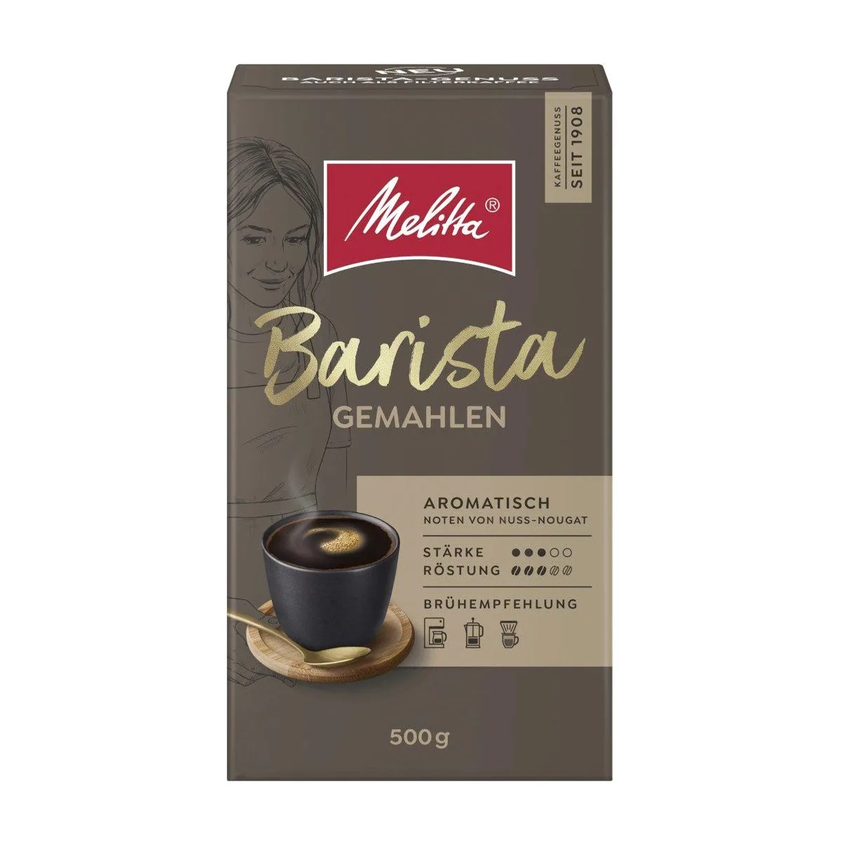Melitta Barista gemahlen Röstkaffee, vollmundiger Geschmack, 500g